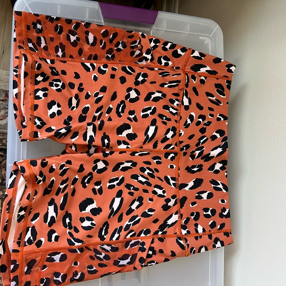 Fabletics orange leopard shorts